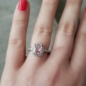 Cotton Candy Pink Halo Ring Size 6 NIB - Picture 1 of 2