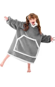 Wearable Blanket Hoodie for Kids, Blanket Hoodie for Kids with Hood and Pockets, - Picture 1 of 8