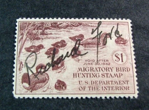 US-Briefmarke Scott # RW7 Jagderlaubnis 1940 gebraucht wurde gefaltet - Vollkaugummi L615 - Bild 1 von 2