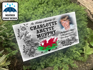 Grabmal Baumpfahl, temporärer Denkmal Grabstein, personalisiert Wales Design - Bild 1 von 12