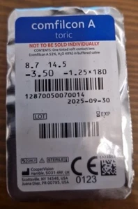2 torische Kontaktlinsen -3.5 -1,25 x 180 Monatslinsen comfilcon A NEU - Bild 1 von 1