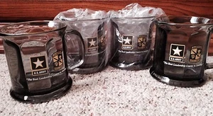 US Army Military Leadership Excellence Smokey Glass Coffee Mug Set (4) New! USA! - Picture 1 of 12