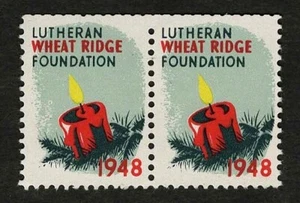 1948 Christmas Candle Lutheran Wheat Ridge Foundation Pair (2) Seals/Stamps MNH - Picture 1 of 2