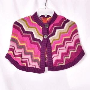 Missoni for Target Girls Shoulder Cape Poncho Kids M Purple Chevron Zig Zag - Picture 1 of 5