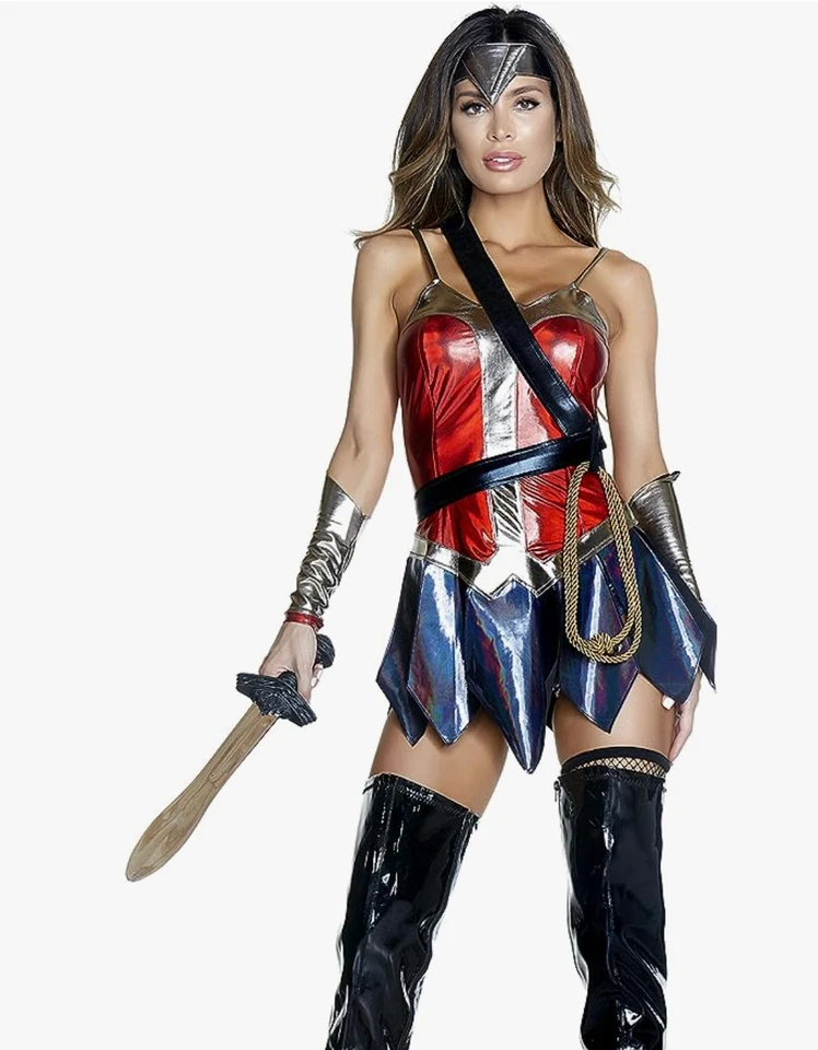 Sexy Forplay Enchanted Comic Wonder Woman Superhero Metallic Dress 4pc Costume  - Image 1 of 4