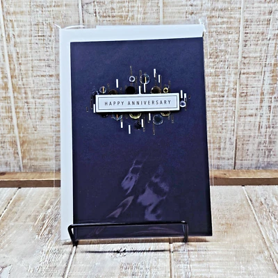 Cartão comemorativo de aniversário Hallmark Signature preto com joias amor lacrado - Imagem 1 de 4