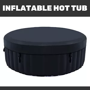 4 Person Inflatable Hot Tub Bathtub Pool w 120 Massage Jets Air Pump 6ft Black - Picture 1 of 12