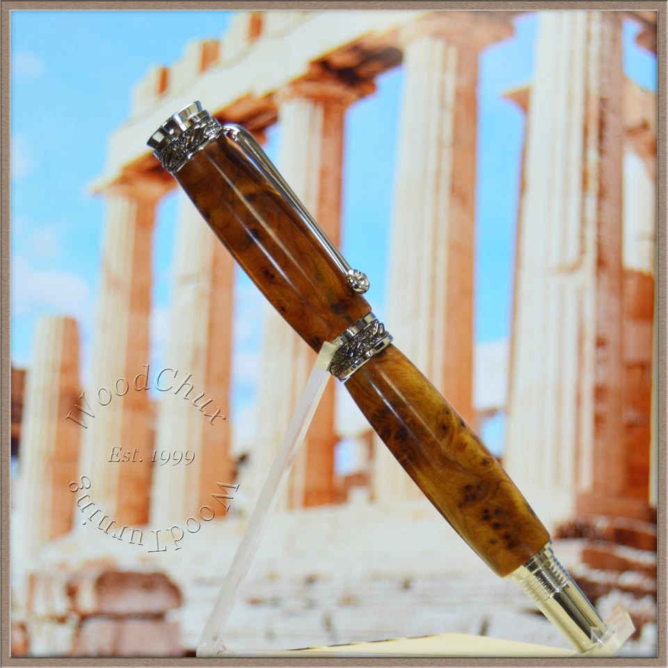 Pluma de escritura hecha a mano bolígrafo fuente Thuya Burl bolígrafos de madera VIDEO 1551a Foto 1 de 4