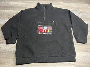 VINTAGE Limited Jeans Fleece Women’s 14 Medium Black 3/4 Sleeve Flag Sweater 90s - Picture 1 of 8