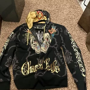 Christian Audigier Hoodie Swarovski Crystal Men's L- - Picture 1 of 4