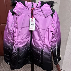 Justice Girls Snow Ski Jacket with Faux Fur Lined Hood-Ombre -XL (16/18) - Picture 1 of 16