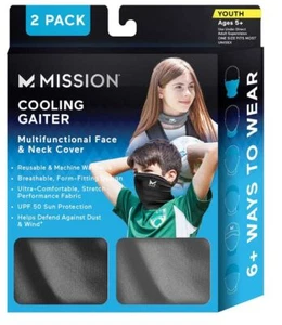 Cooling Neck Gaiter Mission Youth 5+ Face & Neck Cover Mask GRAY NEW - 2 PACK - Picture 1 of 1