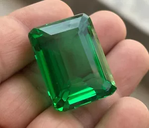 89 Cts Natural Green Emerald Emerald Cut Certified Colombian Loose Gemstone - Picture 1 of 9