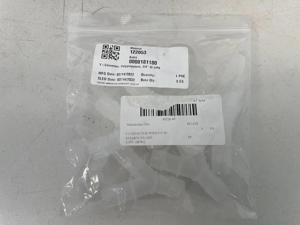 Brand New 5 PK Masterflex Fitting Polypropylene Y-Connector Hose Barb Union 3/4" - Image 1 of 2