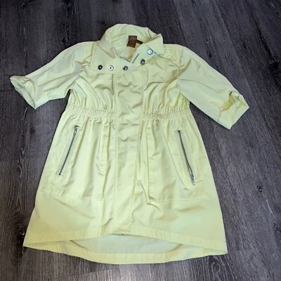 Ali Ro Completer Anorak Jacket Womens yellow Zip Up Snap Button Hood 3/4 Sleeve - Image 1 of 4