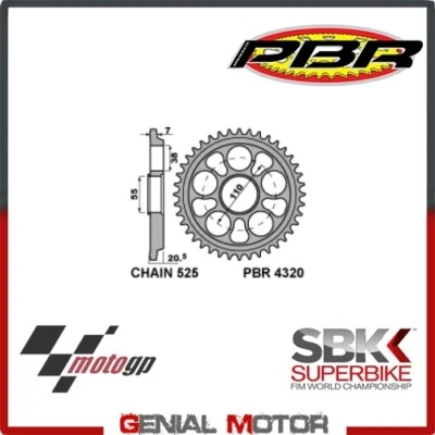 4320 43 LD Rear Sprocket PBR Size 525 - 43 Teeth for DUCATI MONSTER S4R TS 2008 - Image 1 of 2