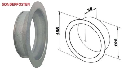 DALAP® Metallflansch Wandabschluss Bundkragen KURZE AUSFÜHRUNG dalap DF Ø125 31671