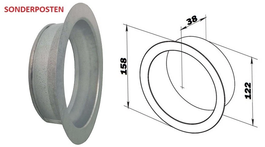 DALAP® Metallflansch Wandabschluss Bundkragen KURZE AUSFÜHRUNG dalap DF Ø125 31671