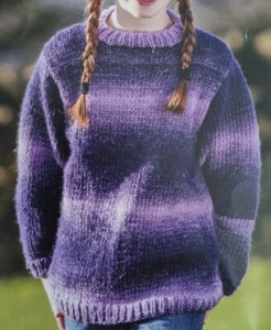 EASY KNITTING PATTERN CHUNKY 22" - 30" SWEATER V & ROUND NECK UNISEX (948) - Picture 1 of 3