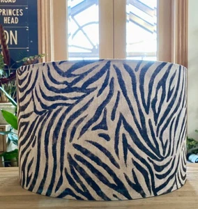 MADE TO ORDER DRUM OR EMPIRE LAMPSHADE ZEBRA ANIMAL PRINT - Picture 1 of 4
