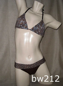 Sexy MARRÓN OSCURO con IMPRESIONES DE LEOPARDO Bikini Traje de Baño-Auténtico Brasileño-NUEVO CON ETIQUETAS XS, S - Imagen 1 de 5