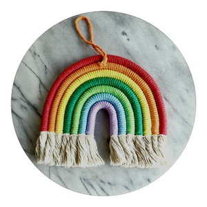1pc Rainbow Tassel Garland Woven Macrame Wall Hanging Boho Decor - Picture 1 of 9