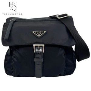 Auténtico bolso bandolera de hombro de nailon negro PRADA usado [LHQ563] - Imagen 1 de 16