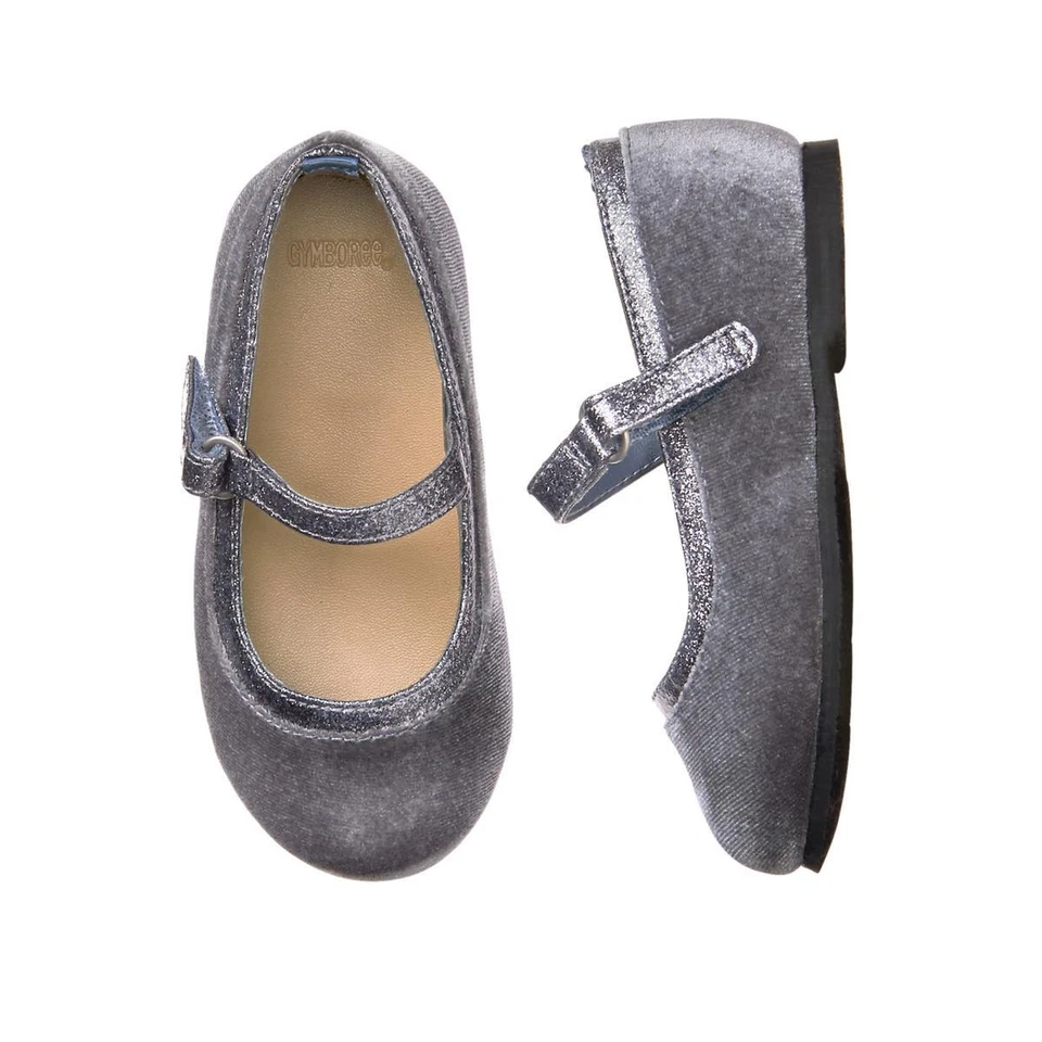 NWT Gymboree Winter Star Gray Velvet Flats Shoes Girls & Toddler Many Sizes - Image 1 of 1