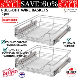 50CM Pull Out Wire Baskets Kitchen Pantry Storage Drawer Organizer Metal Sliding - Picture 1 of 12