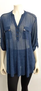 SIREN LILY Blusa Mujer Talla L Azul Muy Transparente 2 Bolsillos Delanteros - Imagen 1 de 7