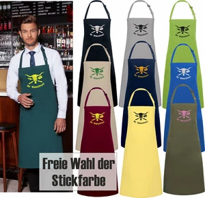 BBQ-Bull Schürze mit Name bestickt. Kochschürze, Grillschürze mit Name - Bild 1 von 12