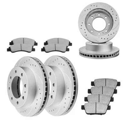 Front & Rear Brake Rotors and Ceramic Brake Pads Kit for Dodge Ram 2500 3500 Foto 1 de 4