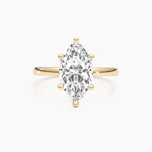 Marquise Diamond Ring IGI Certified E VS1 1.5 Ct Lab created 14K Yellow Gold - Picture 1 of 10