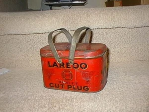 Vintage Antique LAREDO Burley Cut Plug Lunch Box Style Tobacco Tin - Picture 1 of 7