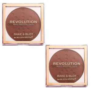 Pack of 2 Makeup Revolution Beauty Bake & Blot Setting Powder, Deep Dark - Picture 1 of 5