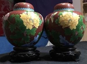 Vintage Chinese Nice Red Vase Bowl Pair Flowers Butterflies Gorgeous Awesome!!!! - Picture 1 of 17