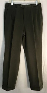 Brioni Pants Men’s Olive Cannes Felt Cotton With Cuff Pleat Front Size 33×29 - Picture 1 of 8
