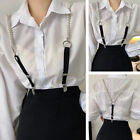 Women Pearl Chain Suspenders Belts Rhinestone Strap Shirt Decoration Decor Clip