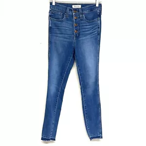 Madewell High-Rise Skinny Blue Denim Jeans 26 Button Fly Stretch Raw Hem Casual - Bild 1 von 15