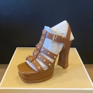 Sandali in pelle Michael Kors Jagger plateau bagaglio a mano $225 scarpe décolleté tacchi NUOVI - Foto 1 di 4