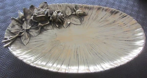 Antico centrotavola o svuotatasche in bronzo - Art Nouveau / H. Risch - rose - Foto 1 di 9