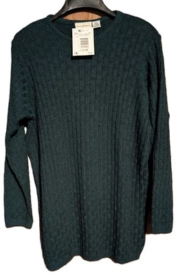 Suéter Jaclyn Smith Nuevo con Etiquetas S Pullover Túnica Manga Larga Tejido con Cable Verde PET RESCUE Foto 1 de 4