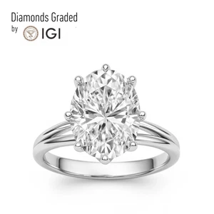 IGI Cert 2.00 Ct F VS2 Oval Cut Lab Diamond Engagement Ring 14K White Gold - Picture 1 of 10