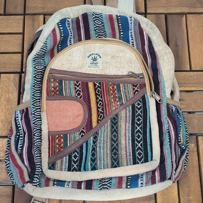 Mochila de Cáñamo Viaje Hecha a Mano Hippie Bolso Escolar Divertido Usado Ligero 5 Bolsillos Foto 1 de 4