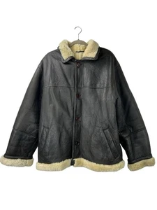 VTG Runway XL Gen. Shearling Leather Jacket Pure Wool Lining Aviator Bomber Coat - Picture 1 of 21