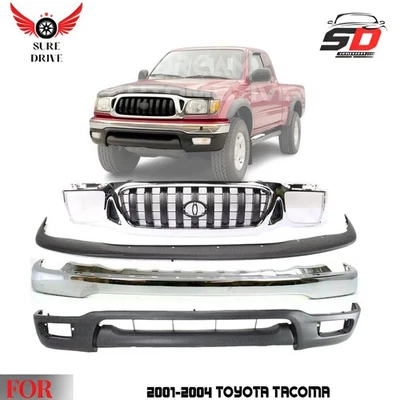 Front Bumper Chrome Steel & Grille Assembly Kit For 2001-2004 Toyota Tacoma Foto 1 de 4