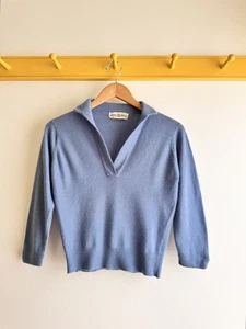 Vintage 60er Hadley Cashmere Cropped 3/4 Arm Strick Pullover Puderblau Top - Bild 1 von 6