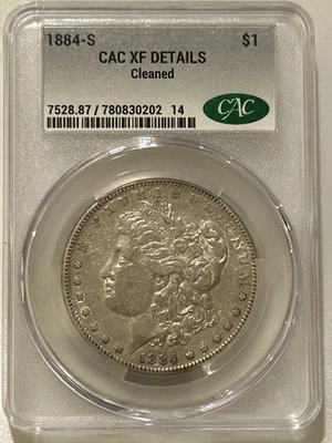 Dólar de plata Morgan 1884 S CAC XF detalles fecha más dura Morgan Foto 1 de 4