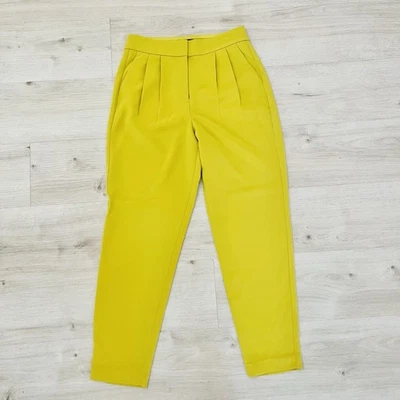 EXPRESS | Chartreuse Green Super High Rise Ankle Dress Pants Women’s Size 6L - Image 1 of 4