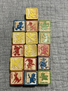 Vintage 1974 Walt Disney Productions Playskool Wooden Blocks. Used Complete Set - Afbeelding 1 van 10